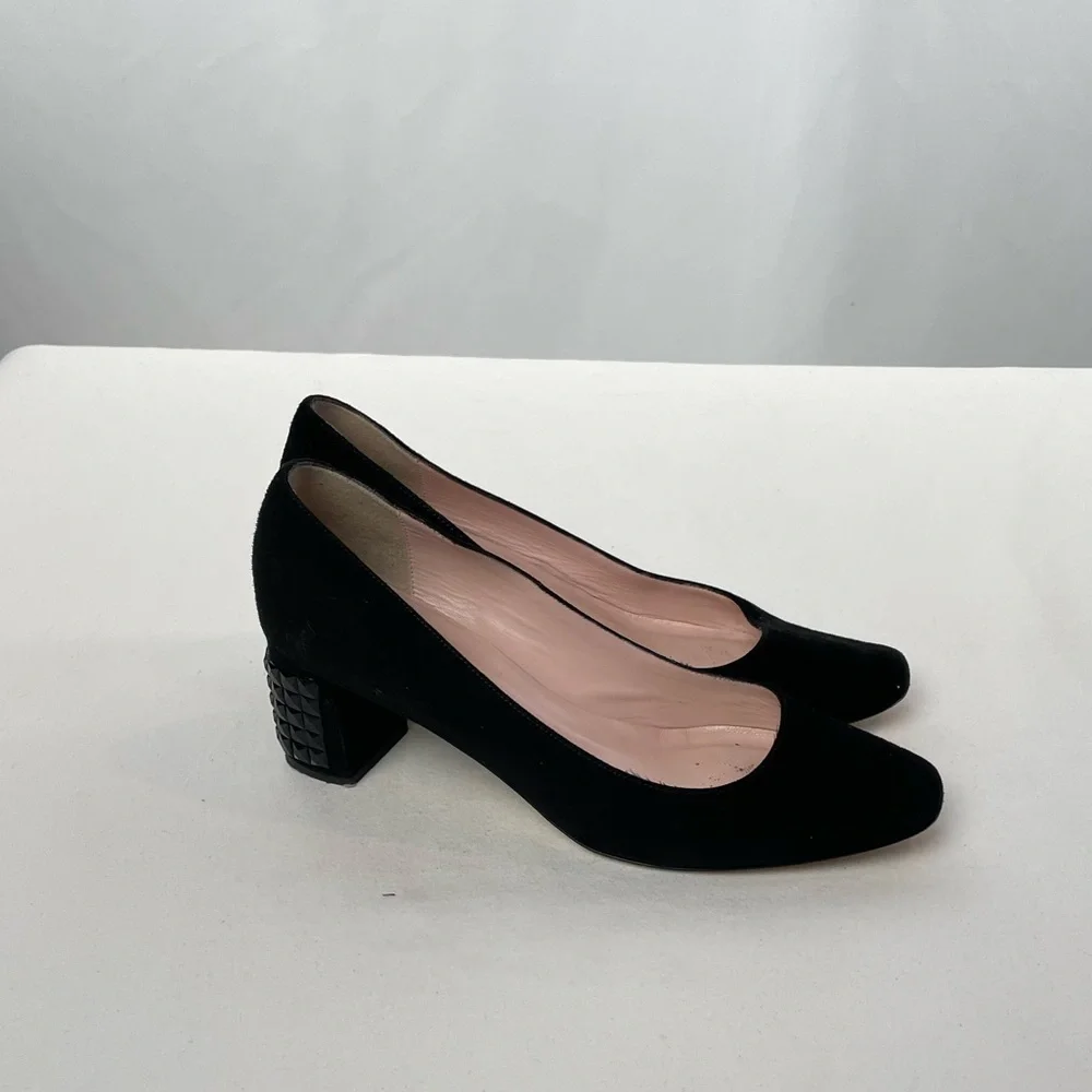 Kate Spade Point Toe Suede Chunky Heel in Black‎ Size 8
